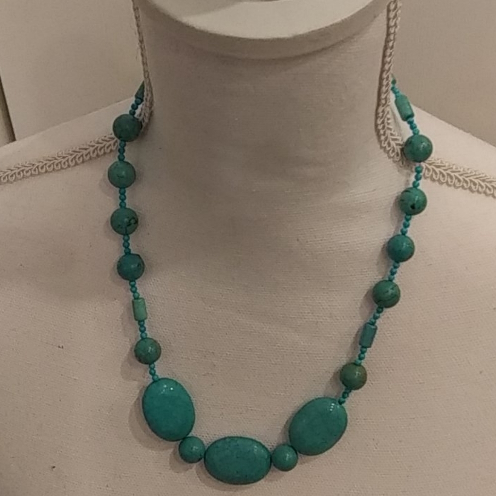 💙Genuine Turquoise Western Beaded Necklace 21 in
